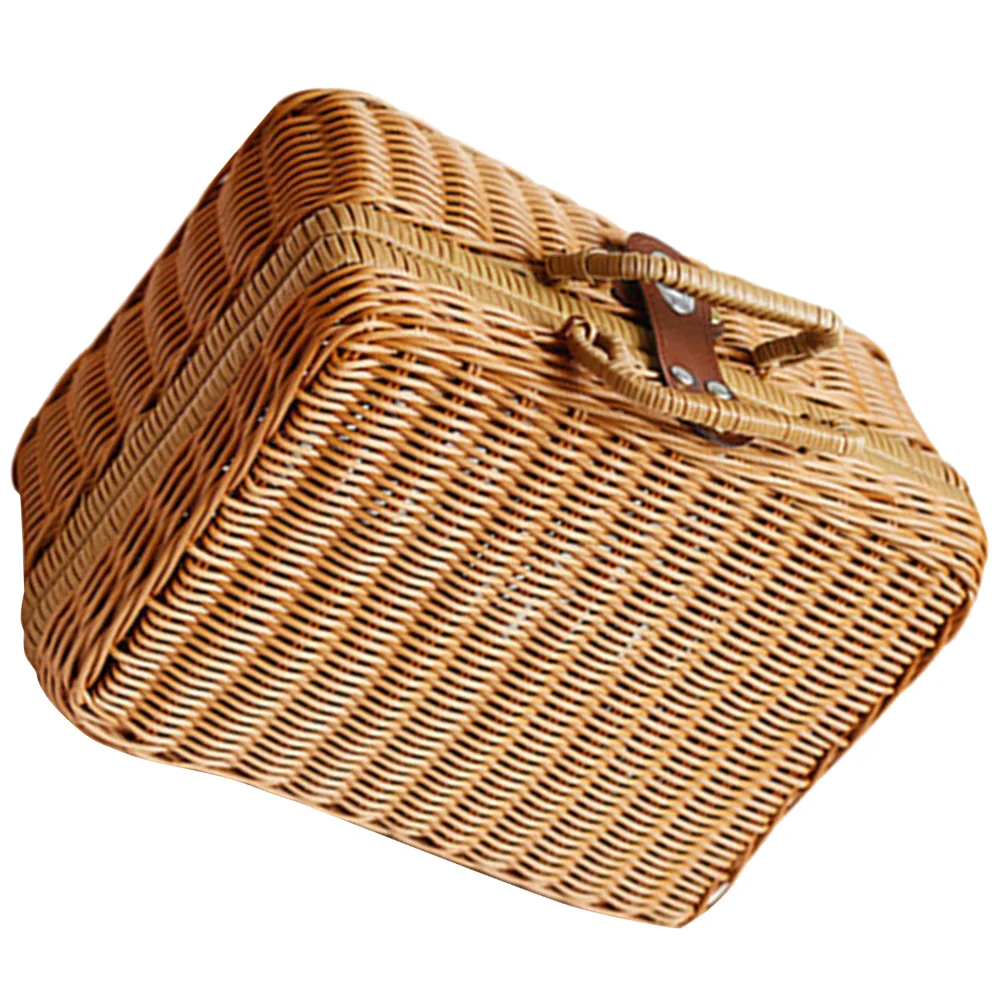 Кошница за съхранение на къщи, реколта плетени кошници за пикник, ретро стил2