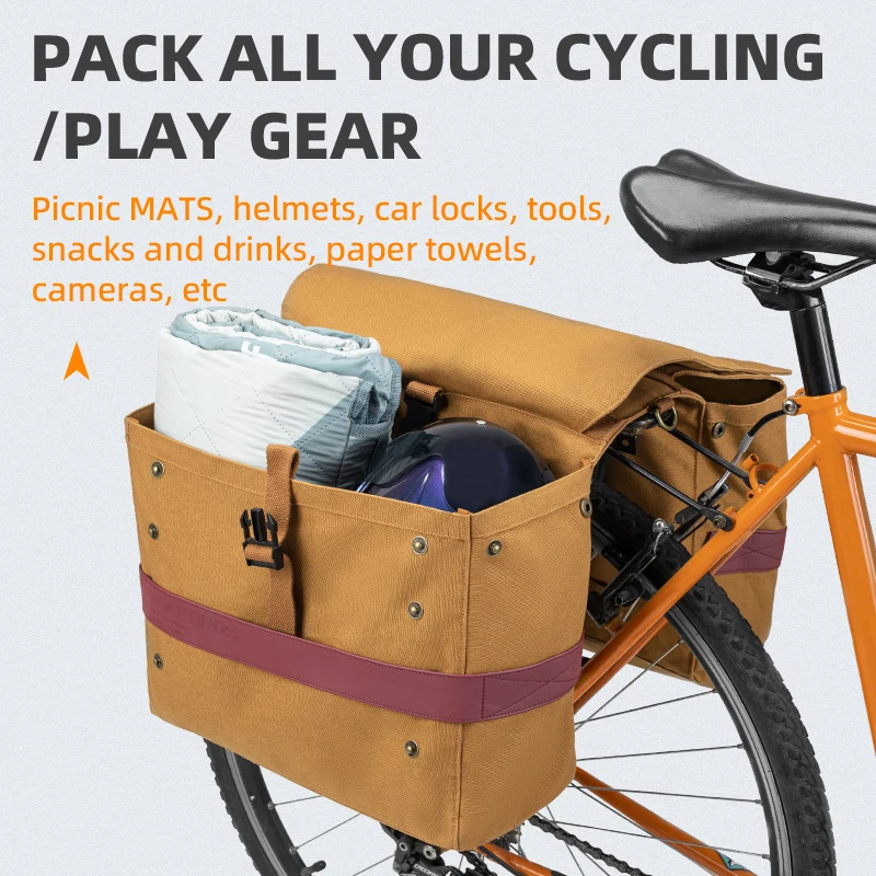 Чанта за задна седалка на велосипеда ROCKBROS, ретро-опаковка за рафтове, 2 в 1, чанта за пътищата, планинско колоездене, чанта за съхранение под наем на дълги разстояния2