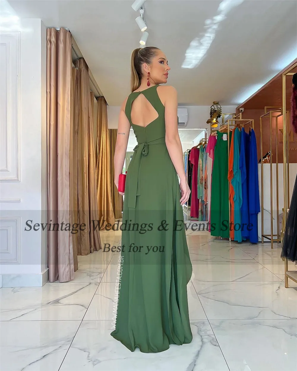 Маслинено-зелени вечерни рокли за абитуриентски бал, трапециевидные вечерни рокли на спагети презрамки, дамски официални рокли, модни тоалети 20232