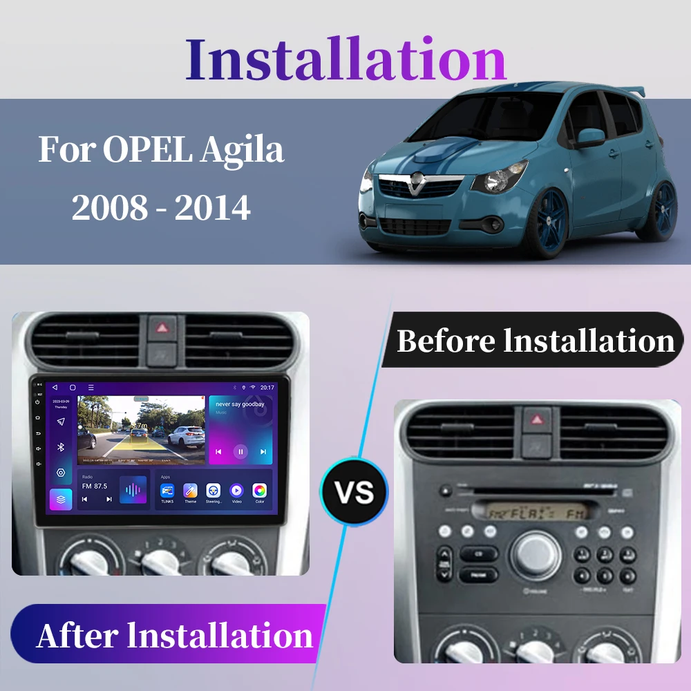 Автомагнитола Android за OPEL Agila, SUZUKI Splash the Ritz 2008-2014, мултимедиен плейър, GPS навигация, Carplay, сензорен екран, авто стерео1