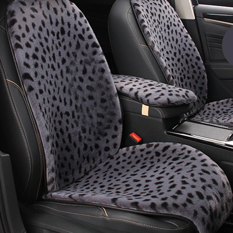 Универсален плюшено калъфче за автомобилни седалки, леопардовый топла изкуствена кожа, авто възглавници за предните седалки, защита на вътрешността на колата през зимата0