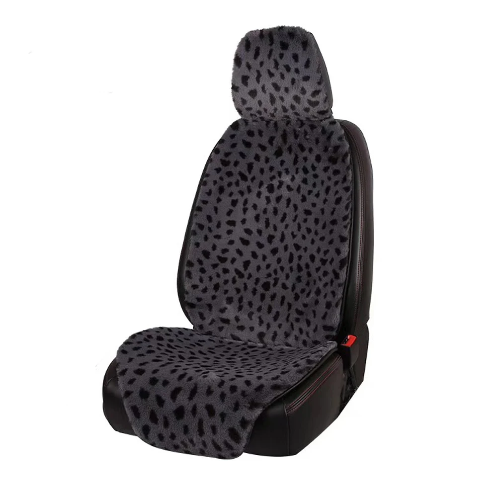 Универсален плюшено калъфче за автомобилни седалки, леопардовый топла изкуствена кожа, авто възглавници за предните седалки, защита на вътрешността на колата през зимата1
