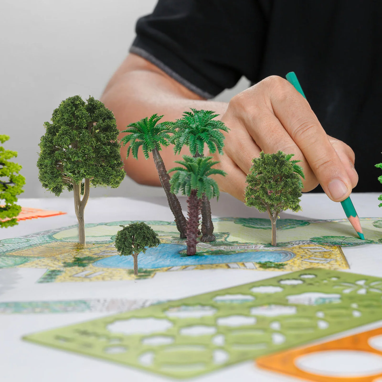 Имитация на микро-пейзаж, дърво, мини-модел, дървета, декор, зелени пейзажи, изкуствени5