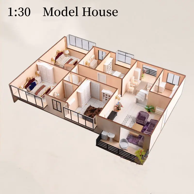 1:30 Миниатюрен модулен модулен къща, архитектурен модел жилищен комплекс, дървен конструктор, комплекти за сглобяване на модели със собствените си ръце1