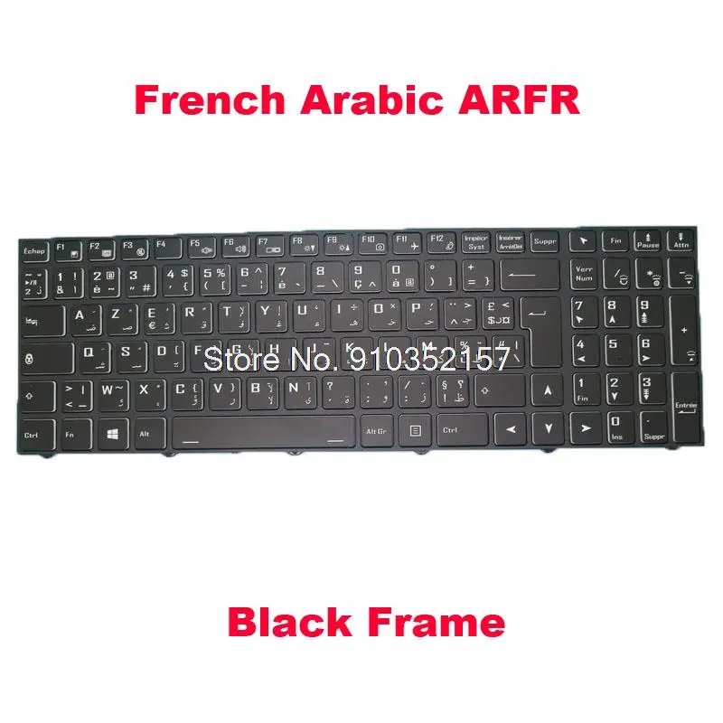 Клавиатура за CLEVO CVM19G90J0-430 6-80-NJ500-211-1M Японски JP CVM18H96AF943043 6-80-NJ500-43A-1 Френски арабски ARFR Черна рамка1