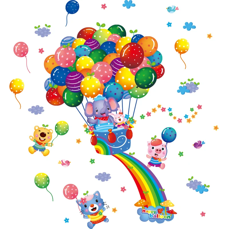 Креативни цветни балони, стикери за стена, направи си сам, стикери за стена с мультяшными животни за детски стаи, детска стая, декорация на дома4