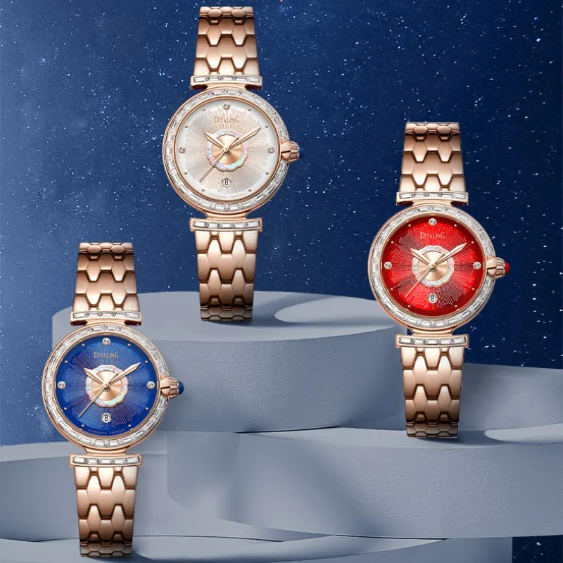 Дамски часовници DITALING, механични часовници с искрящи диаманти, ръчни часовници, дамски класически часовник с календар reloj mujer 11231