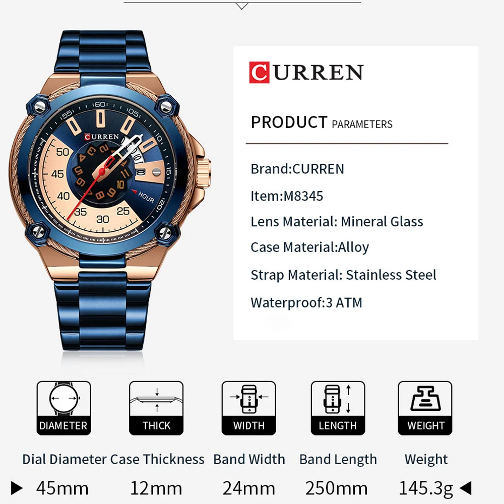 Безплатен директен доставка, мъжки часовник Curren Дизайн, модерни кварцови часовници за мъже, ръчен часовник от неръждаема стомана, мъжки водоустойчив мъжки часовник2