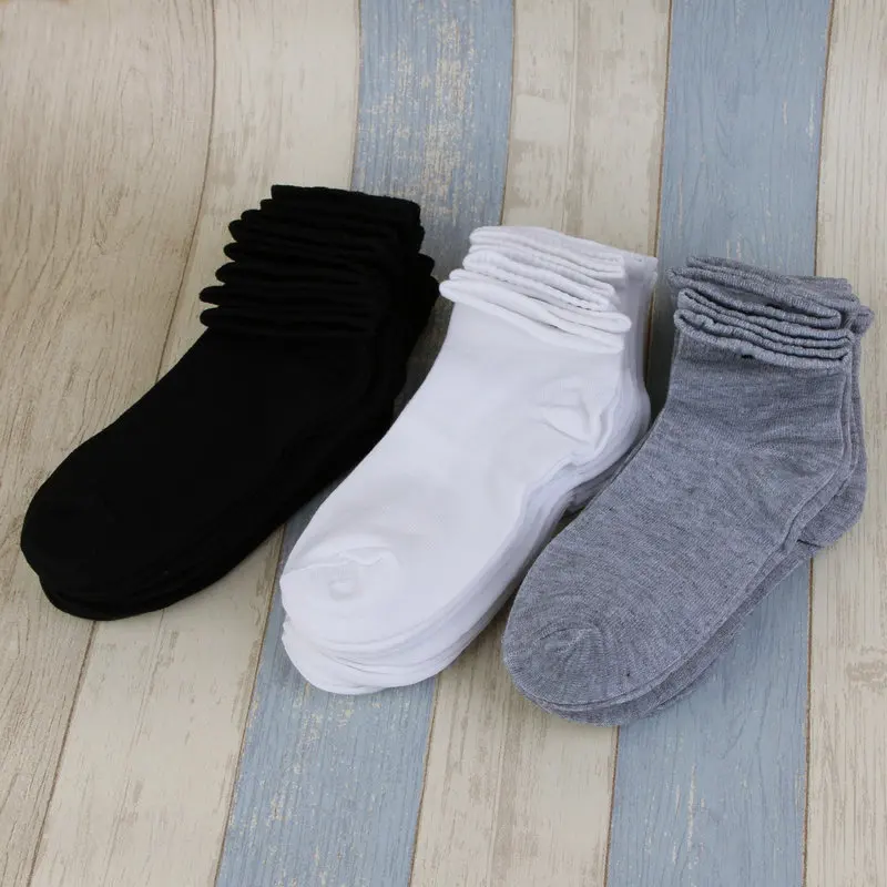 Продажба на едро, 10 чифта едноцветни женските чорапи със средна дължина, пролет-лято дишащи мъжки чорапи със средна дължина, спортни чорапи с къс ръкав0