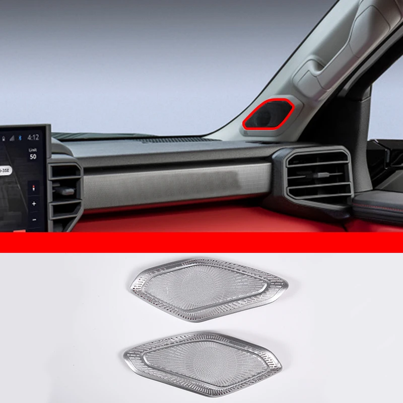 За 2022-2023 Toyota Tundra, неръждаема стомана, сребро форма на колата стикер на роговую решетка, аксесоари за защита на вътрешността на колата0