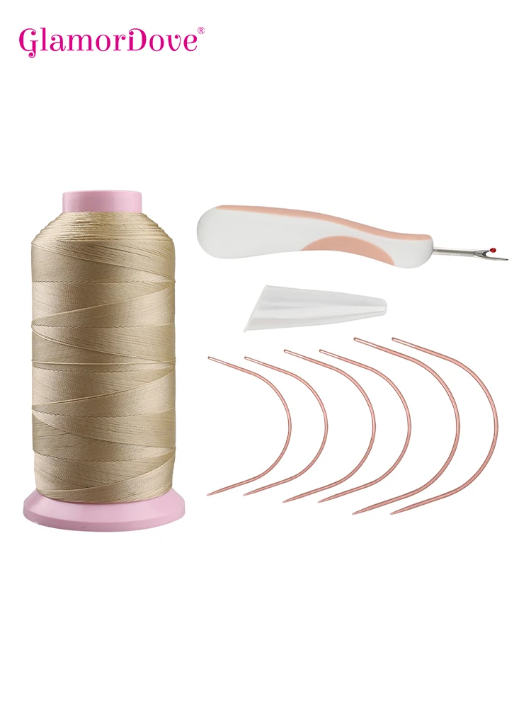 Инструменти за изграждане на уточных коса, розово изкормвача за шевове и извити игла от розово злато, игла за коса, дебела полиестерна нишка0