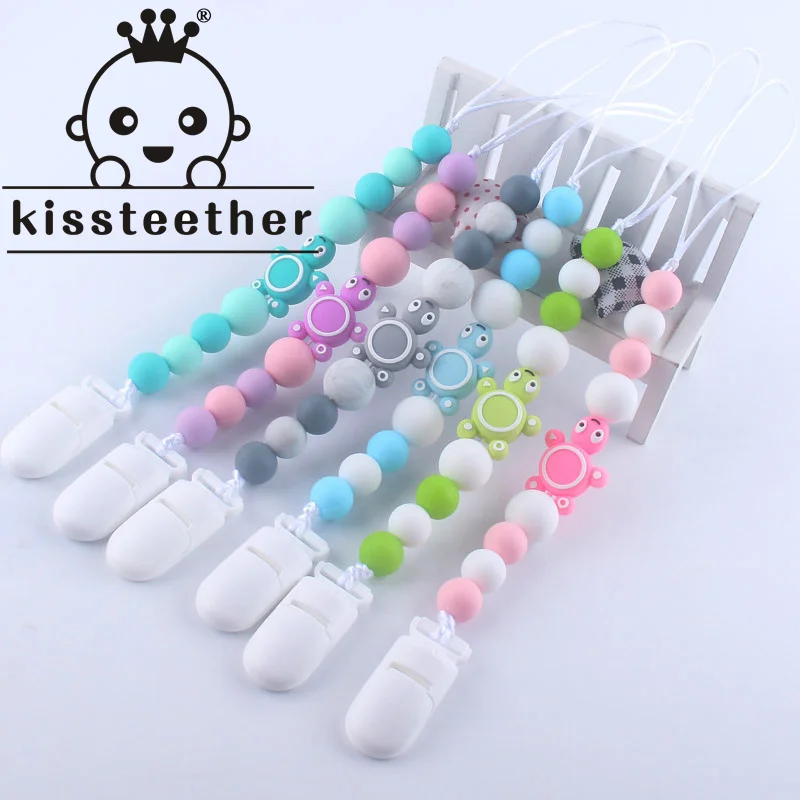 Kissteether, скъпа мультяшная силиконова черепашка, детски пластмасов биберон, скоба, за млечните зъби, верига за моляров, верижка за залъгалка, BPA безплатен подарък0