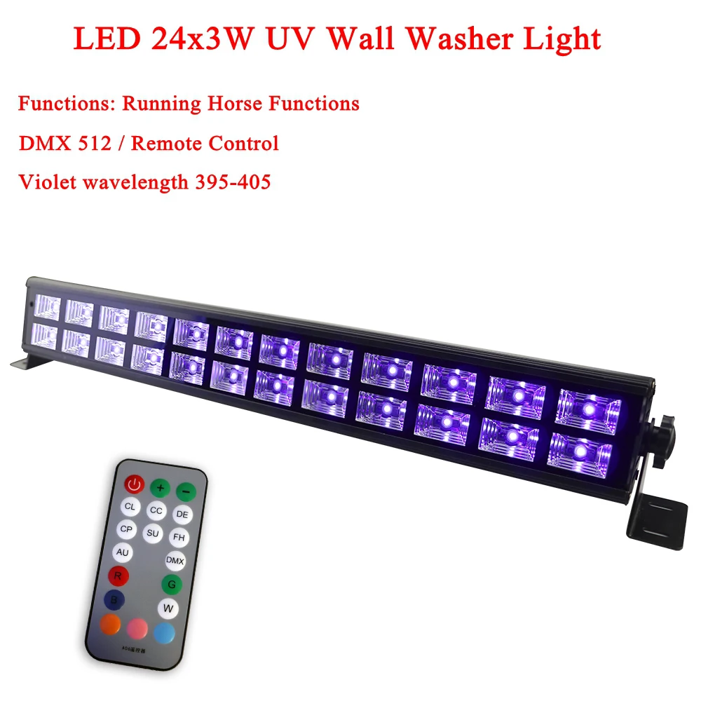 Лека нощ 24x3 Watt LED монтиран на стената Лампа LED UV DMX512 С Лампа Бар Черно Вечер DJ Диско Лампа За Коледни Сценични осветителни Тела В Помещението0