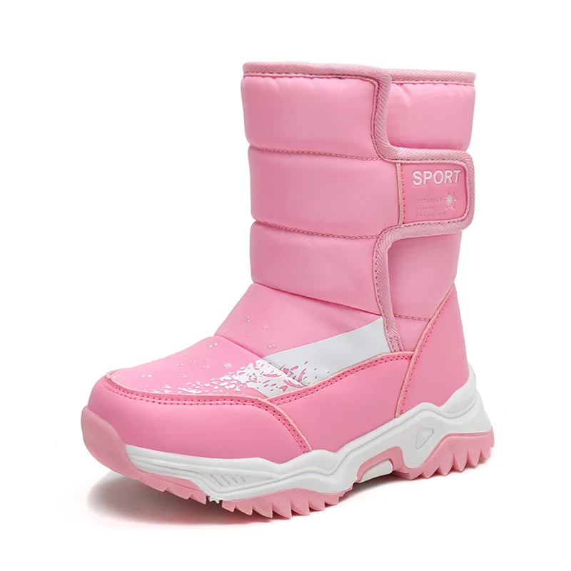 Зимни детски обувки от плюшени водоустойчива материя, нескользящая обувки за момчета и момичета, зимни ботуши гумени подметки, топли улични обувки0