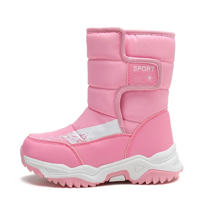 Зимни детски обувки от плюшени водоустойчива материя, нескользящая обувки за момчета и момичета, зимни ботуши гумени подметки, топли улични обувки2