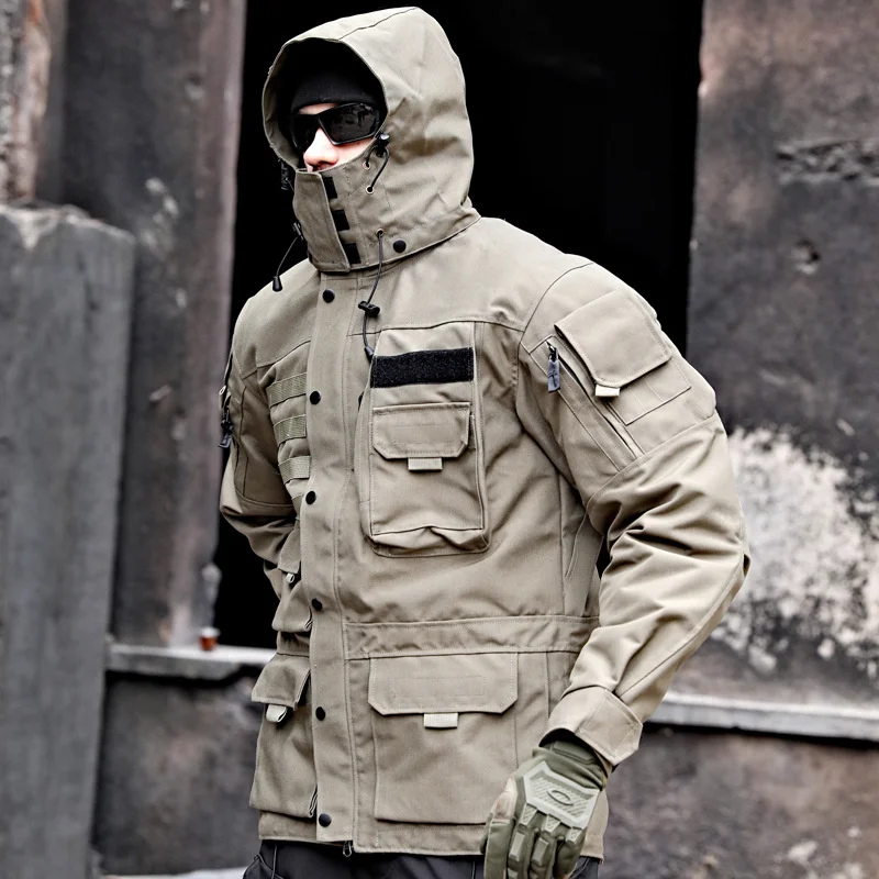 Мъжки военна тактическа яке, непромокаеми, износоустойчиви якета с качулка с множество джобове, мъжки ветрозащитная яке за туризъм2
