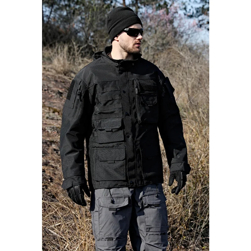 Мъжки военна тактическа яке, непромокаеми, износоустойчиви якета с качулка с множество джобове, мъжки ветрозащитная яке за туризъм5