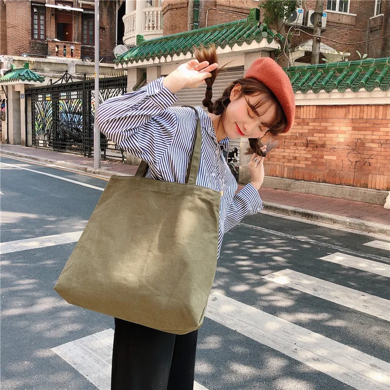Дамски холщовая чанта ins, по-голямата голям чанта на рамото с мързеливи вятър, празна множество холщовая пазарска чанта от естествен памук с дръжки1