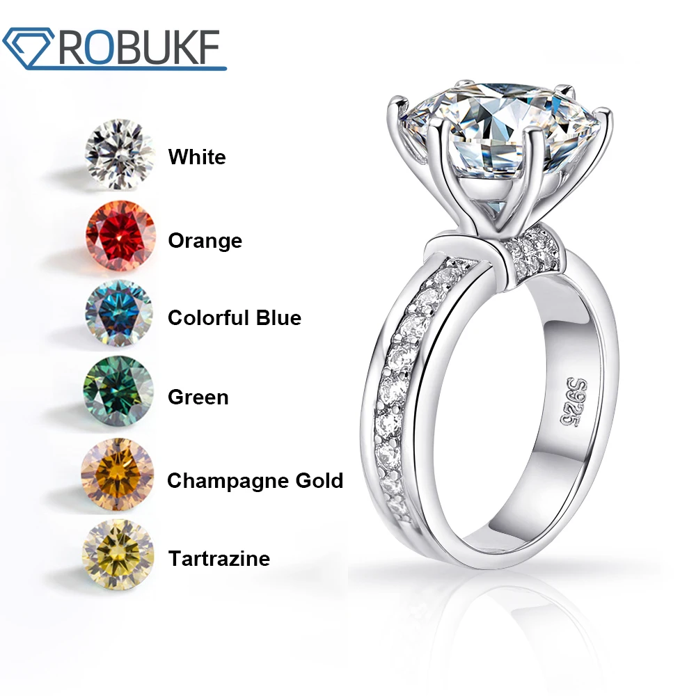 Годежни пръстени с муассанитом 5-каратово D цвят от 925 сребро, покрито с Pt950, луксозно годежен пръстен във формата на корона, за жени, шест ноктите GRA0