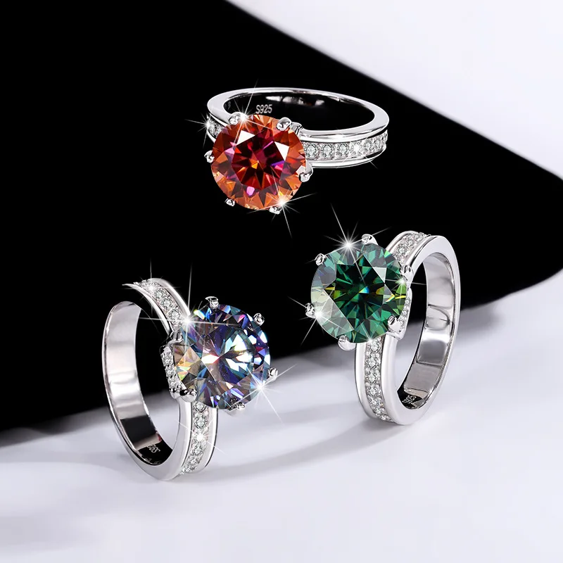 Годежни пръстени с муассанитом 5-каратово D цвят от 925 сребро, покрито с Pt950, луксозно годежен пръстен във формата на корона, за жени, шест ноктите GRA2