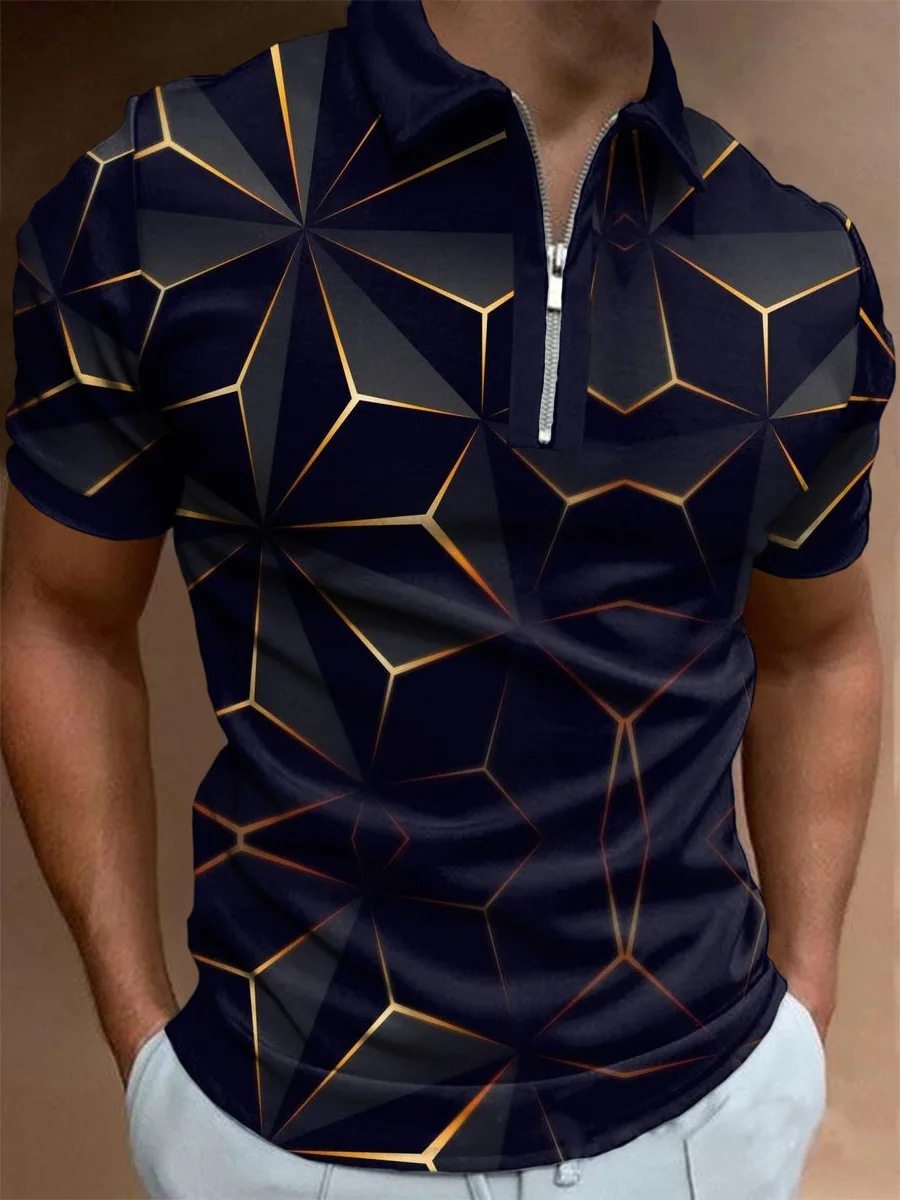 Новост 2023, лятна мъжки однотонная риза поло с къс ръкав, отложным яка, риза с къси ръкави с цип, ежедневни градинска облекло за мъже, върхове3