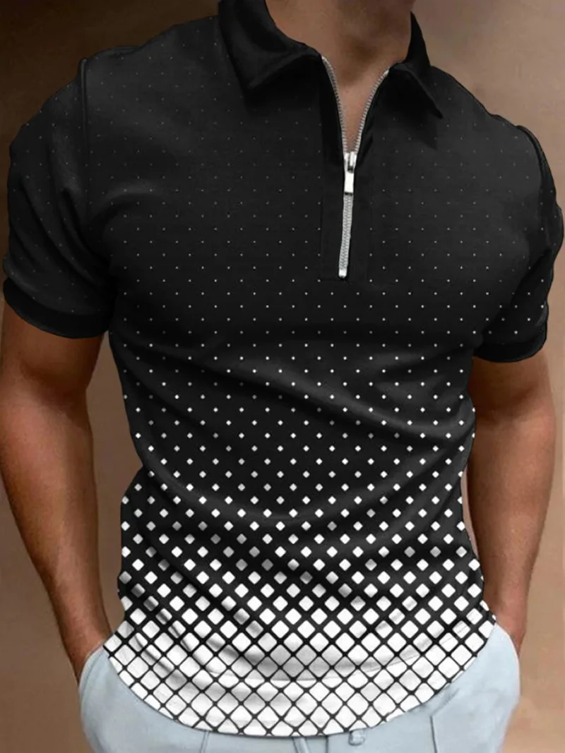 Новост 2023, лятна мъжки однотонная риза поло с къс ръкав, отложным яка, риза с къси ръкави с цип, ежедневни градинска облекло за мъже, върхове4