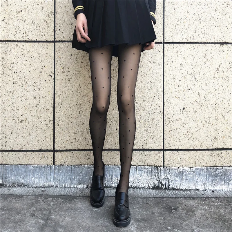 Чорапи на точки в модерен стил с лък в грах, тънки черни копринени дамски секси чорапогащник за гореща момичета, чорапи Meia Calça на едро2
