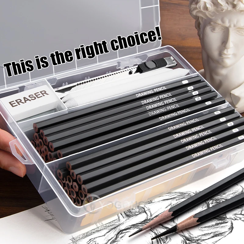 Комплект за чертане и скицирате, Определени с ластиками за моливи острилка за начинаещи художници канцеларски материали за учениците, за да проверите за рисуване5