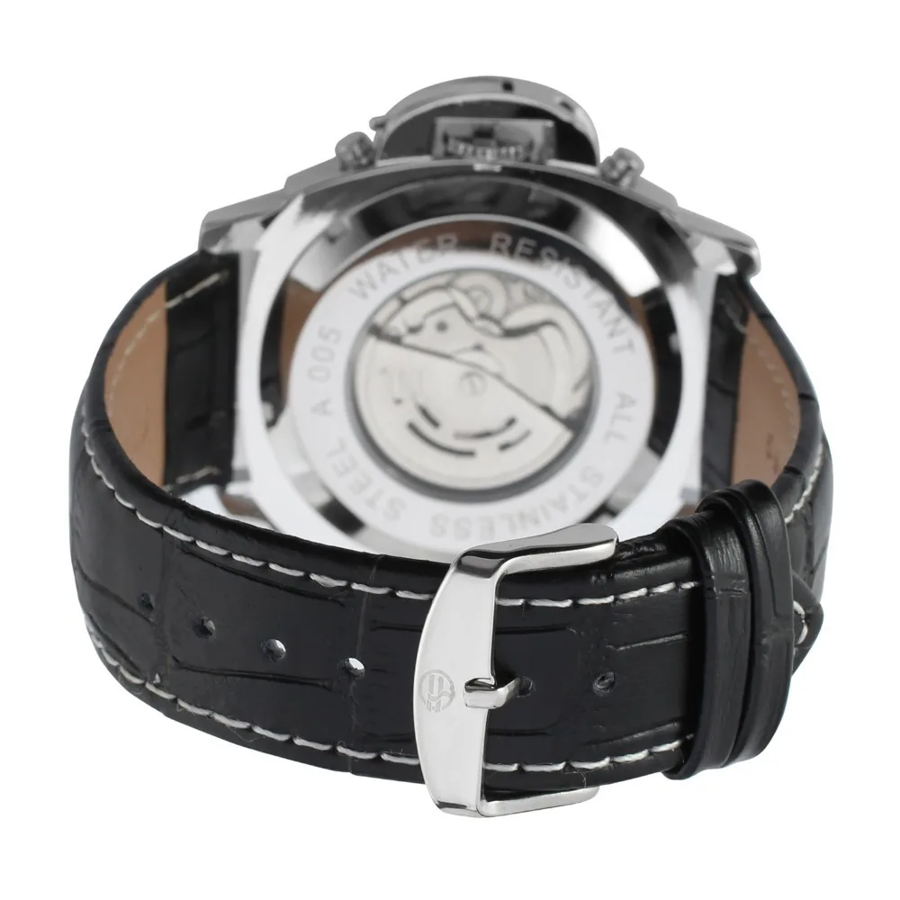 Модерен мъжки часовник Forsining, висок клас марка, автоматични механични мъжки луксозни класически черен часовник с каишка от естествена кожа Relogio Masculino2
