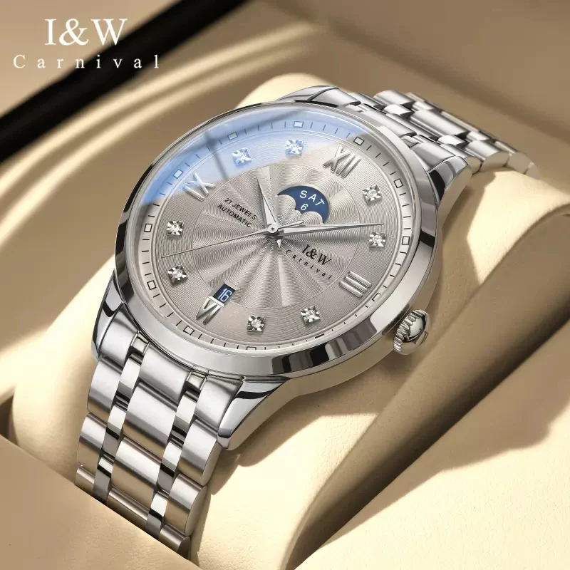 Мъжките механични часовници MIYOTA марка IW серия Carnival, сапфирен кристал, HD, светещи автоматични часовници, спортни водоустойчиви часовници0