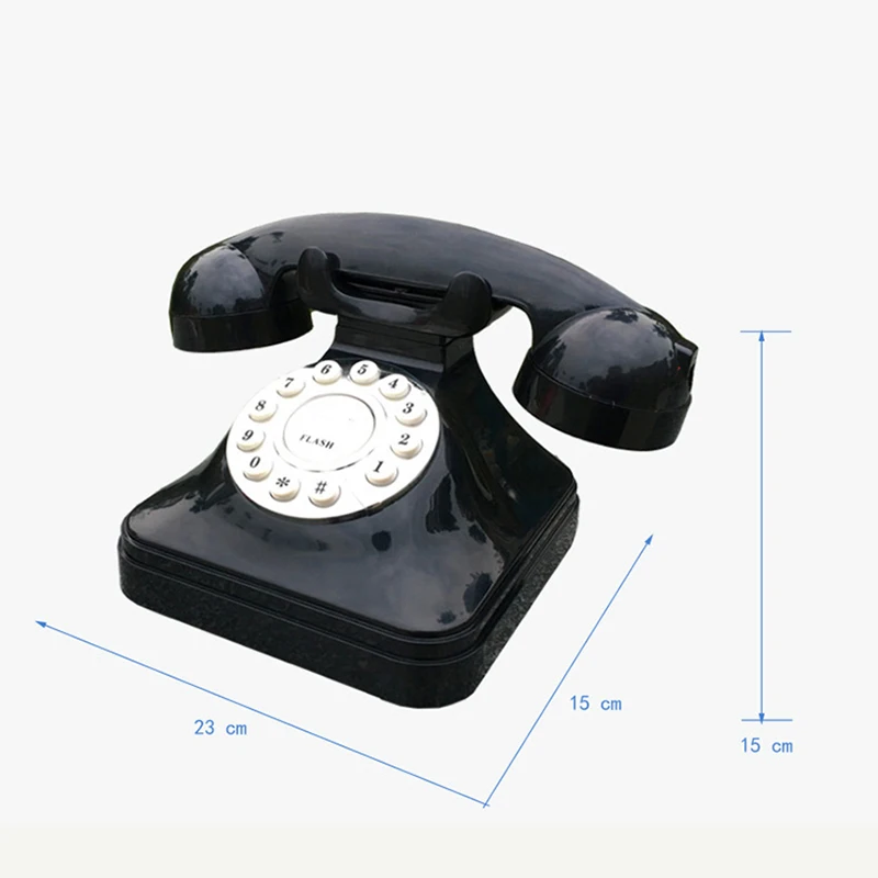 Ретро стационарен телефон Ретро-стационарен кабелен телефон с кнопочным избиране Настолен телефон за украса на дома офиса -черен1