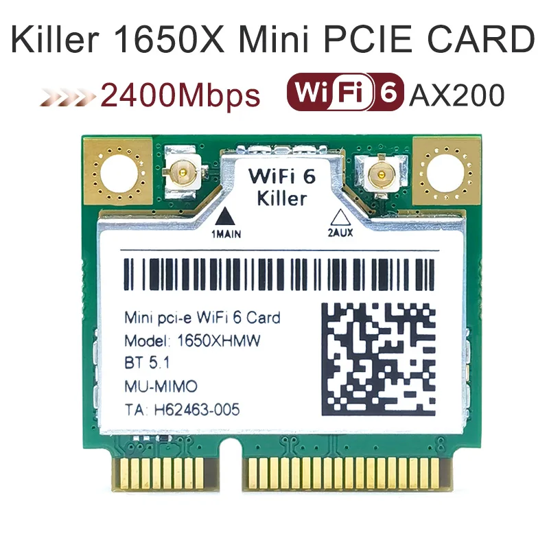 убиец 1650X двойна лента 2400 М Bluetooth 5.1 mini pcie pci-e лаптоп настолен Гигабитная безжична мрежова карта PK AX200 подкрепа win110
