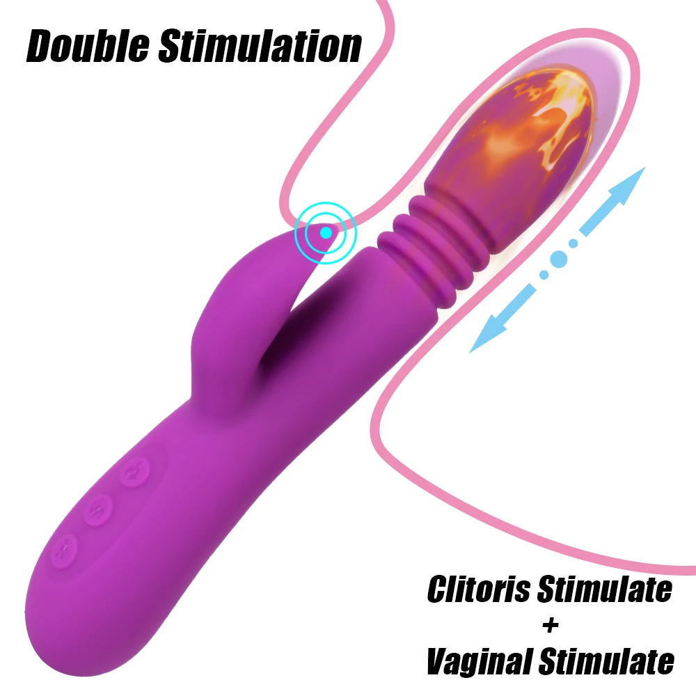 Нагревающийся телескопична вибратор Вибратор за женската мастурбация, масажор за точката G, двойна вагина, стимулиращ клитора, секс играчки за жени3