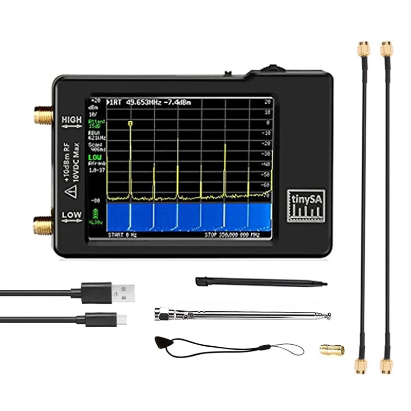 Директна доставка -спектрален Анализатор с докосване на екрана 2.8 инча за честота 0,1 Mhz-350 Mhz и вход UHF за честотен анализатор 240 Mhz-960 Mhz Черен0