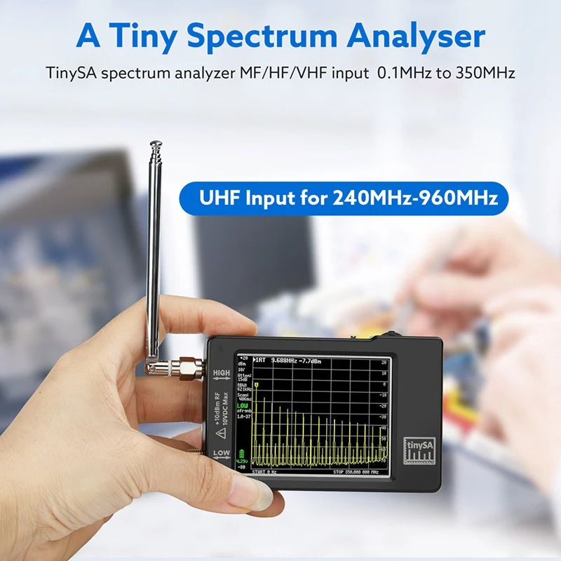 Директна доставка -спектрален Анализатор с докосване на екрана 2.8 инча за честота 0,1 Mhz-350 Mhz и вход UHF за честотен анализатор 240 Mhz-960 Mhz Черен1