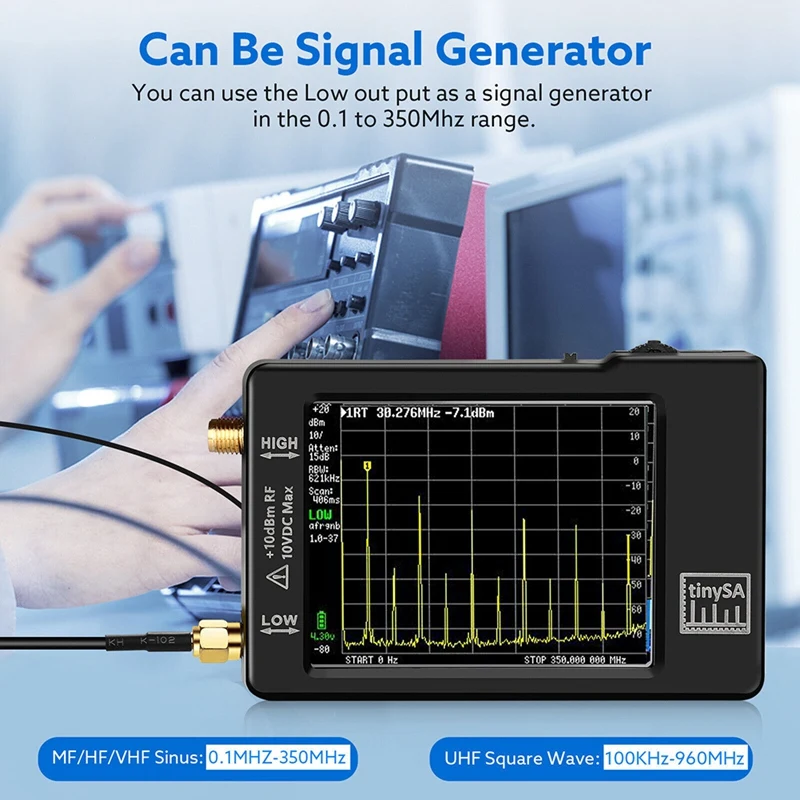 Директна доставка -спектрален Анализатор с докосване на екрана 2.8 инча за честота 0,1 Mhz-350 Mhz и вход UHF за честотен анализатор 240 Mhz-960 Mhz Черен2