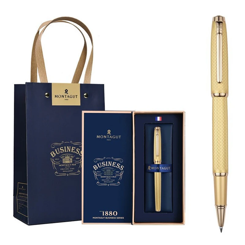Иридий химикалка писалка Montagut Classic от сребро и златно покритие, изискана канцелярская подарък писалка за писане0