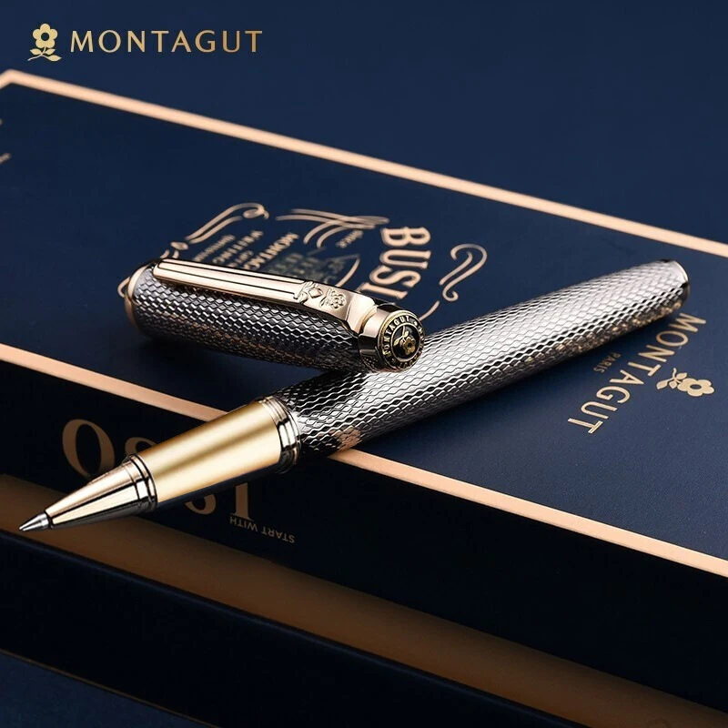 Иридий химикалка писалка Montagut Classic от сребро и златно покритие, изискана канцелярская подарък писалка за писане2