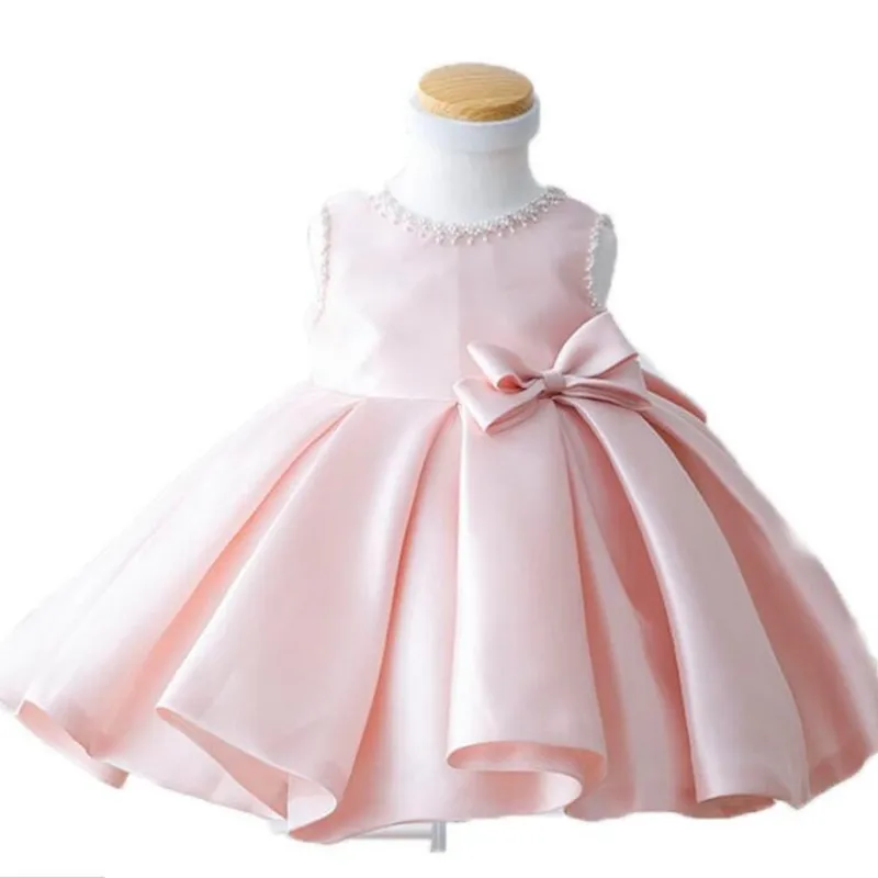 Рокли за новородени момичета, расшитое мъниста розово дантелено рокля от тюл с голям нос, детско празнично рокля за кръщението на 1 година, дрехи за рожден ден, рокля за кръщение на бебета4