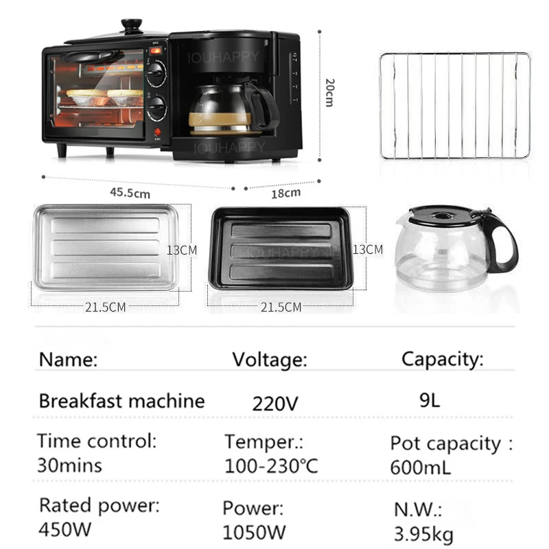 Кухня 3 в 1 Машина за закуска, кафе-машина, тостер за хляб, електрическа мини-фурна, машина за приготвяне на хот-дог, машина за приготвяне на роти, домакински5