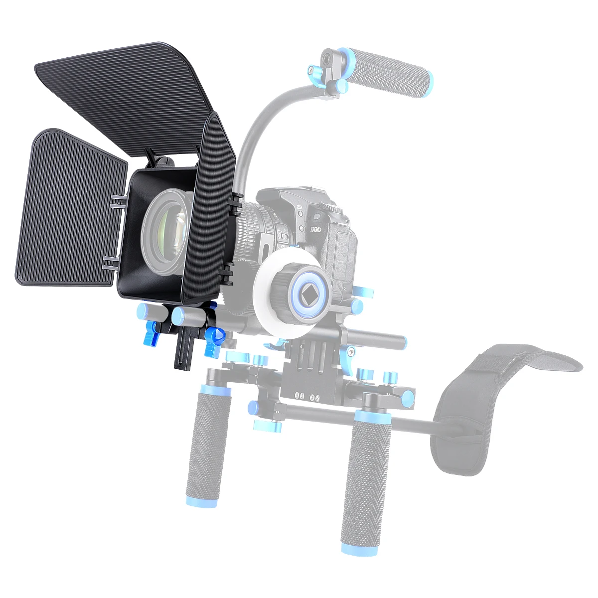 YELANGU Универсална мини-матова кутия с 3 остриета, преносим за Sony, за камери на Canon, за 15 мм водач на рамената, клетка за инсталиране, съвместима с 85 mm обектив2