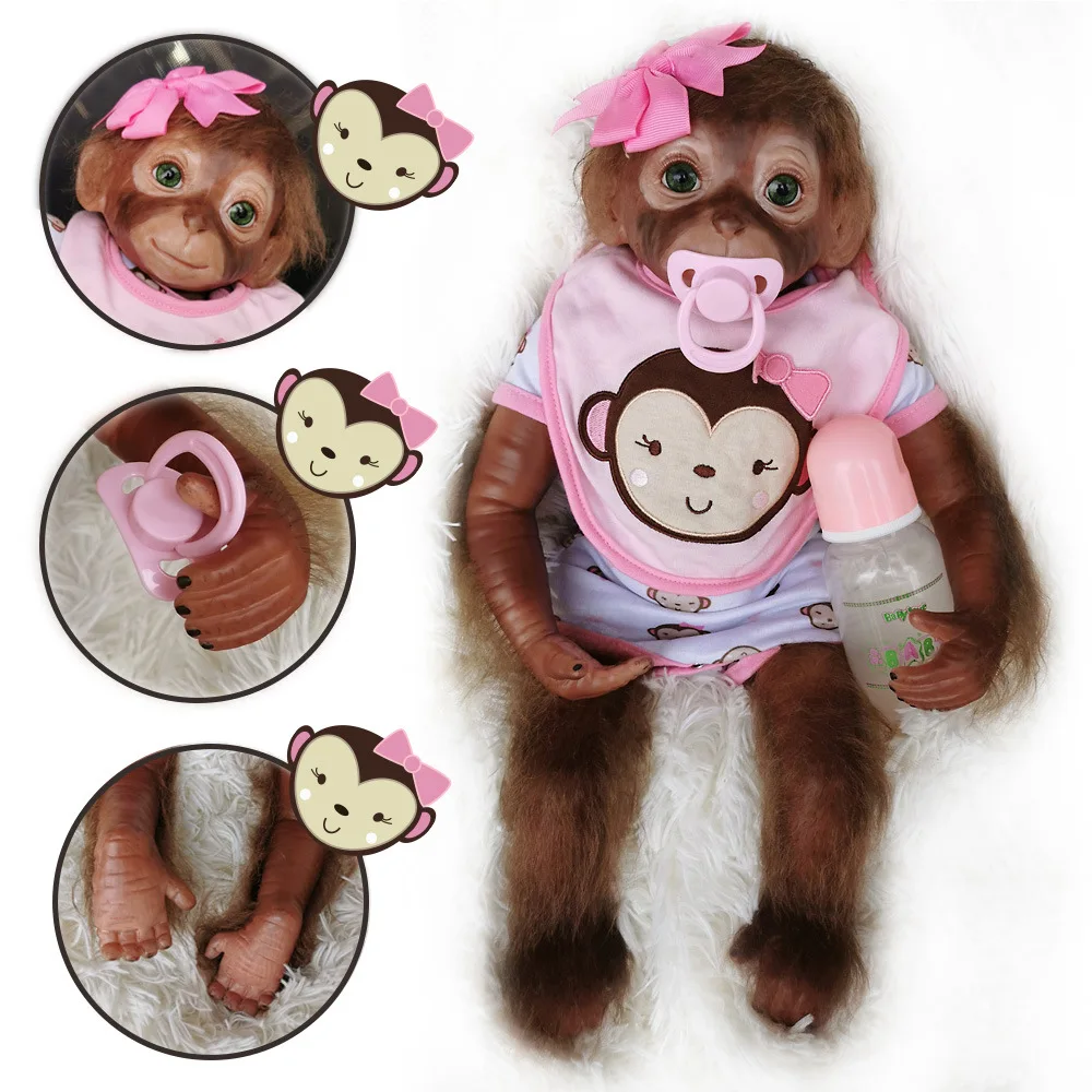 Истинска, реалистична кукла-обезьянка Reborn Baby Doll 52 см, имитирующая играчка-животно, скъпа плюшен кукла-обезьянка Rebirth0