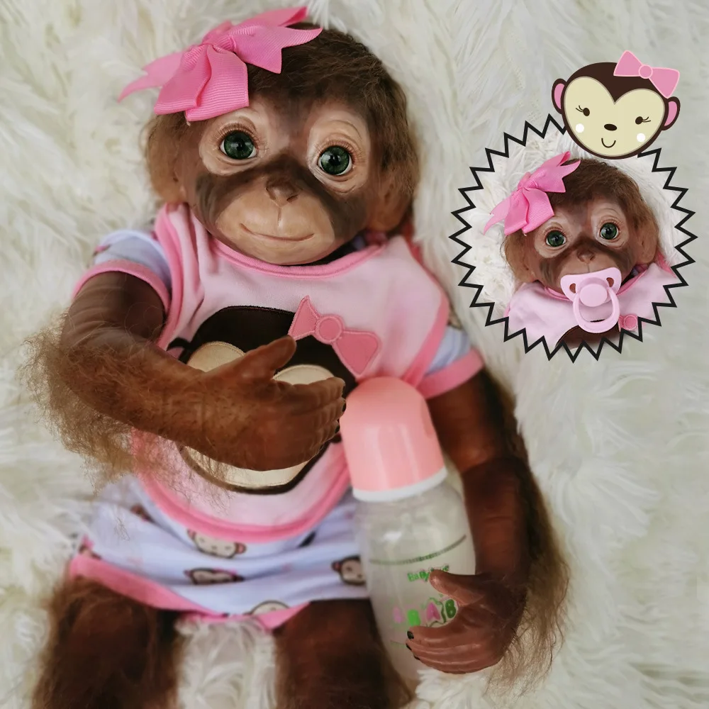 Истинска, реалистична кукла-обезьянка Reborn Baby Doll 52 см, имитирующая играчка-животно, скъпа плюшен кукла-обезьянка Rebirth1