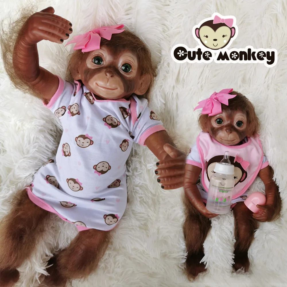 Истинска, реалистична кукла-обезьянка Reborn Baby Doll 52 см, имитирующая играчка-животно, скъпа плюшен кукла-обезьянка Rebirth4