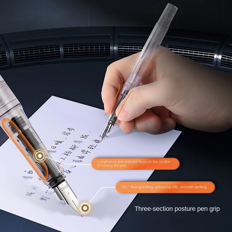 Писалка с автоматично да се влее мастило Прозрачна химикалка Автоматична писалка за студенти-каллиграфов Дръжка за начинаещи е на разположение3