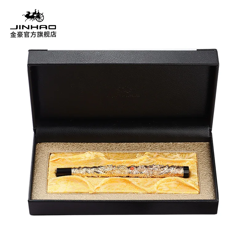 JINHAO Luxury Ancient Dragon Малка двойна златна писалка с игра на перли новост Изискан офис консумативи канцеларски нови5