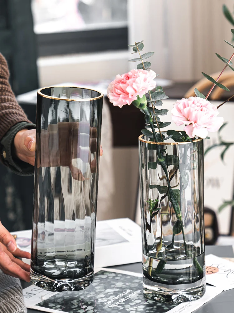 Скандинавски прост творчески лампа, луксозна прозрачна бутилка с резба за вода, маса за дневна, луксозна украса на дома, художествени вази0