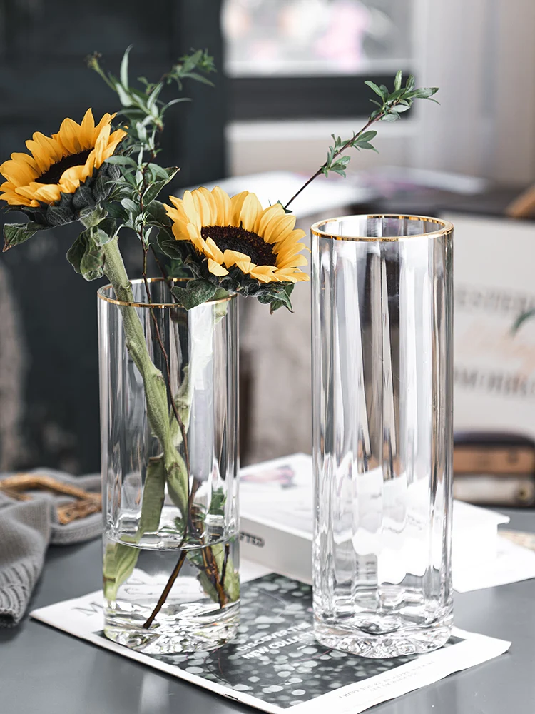 Скандинавски прост творчески лампа, луксозна прозрачна бутилка с резба за вода, маса за дневна, луксозна украса на дома, художествени вази1