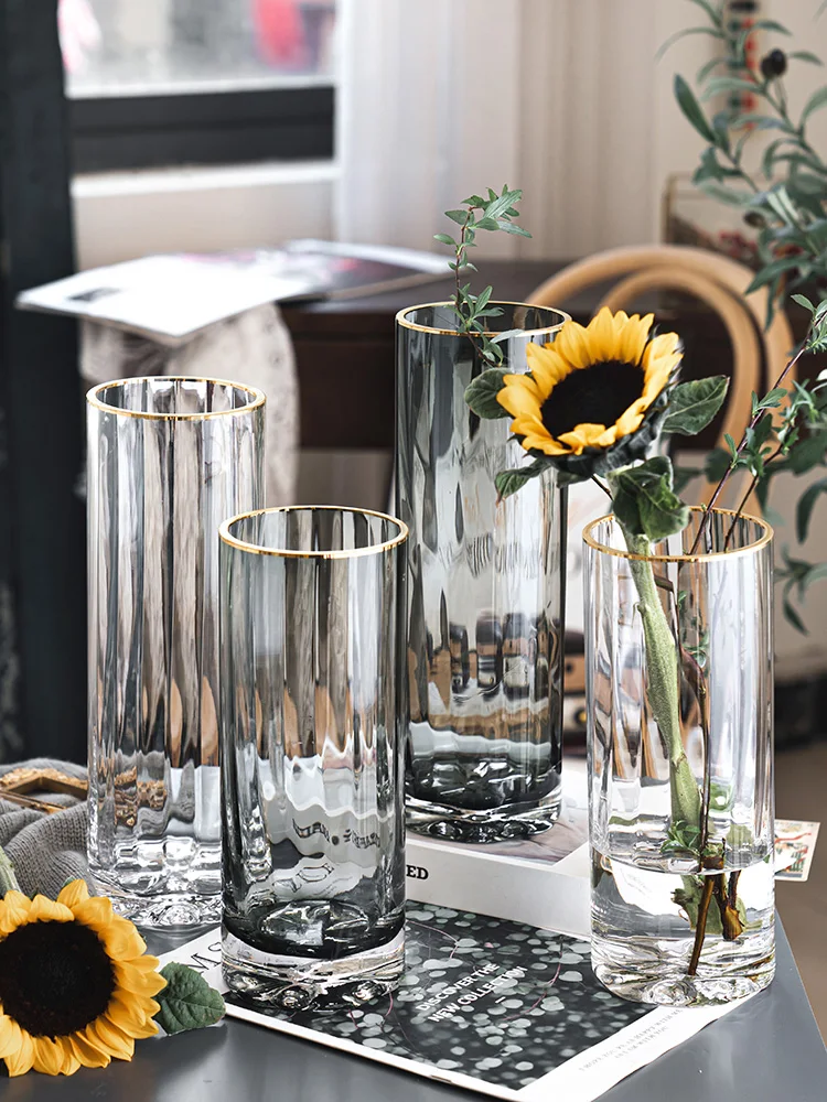 Скандинавски прост творчески лампа, луксозна прозрачна бутилка с резба за вода, маса за дневна, луксозна украса на дома, художествени вази2