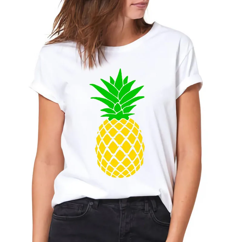 YRYT, нова лятна дамска тениска с кръгло деколте и принтом плодов ананас, жена топ голям размер1